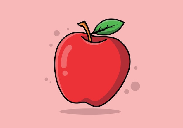 Color rojo de la ilustración de la fruta de manzana