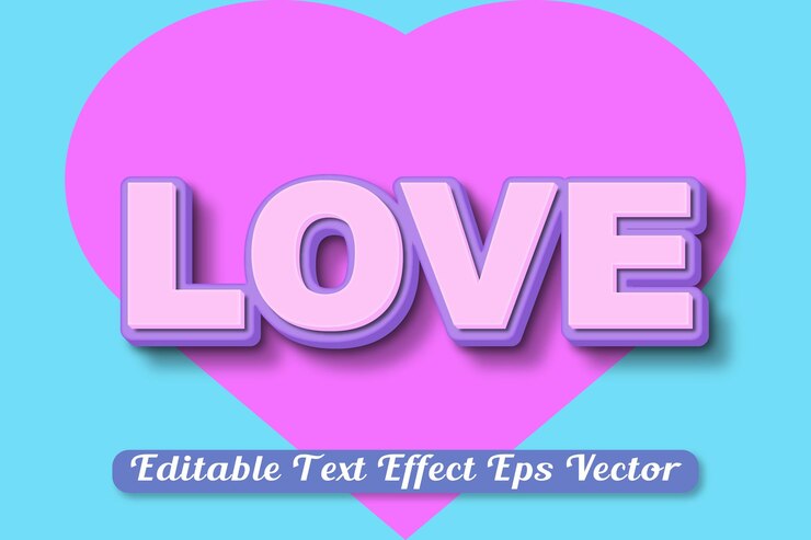 Vector el color rosa del amor es un vector de efecto de texto 3d editable.
