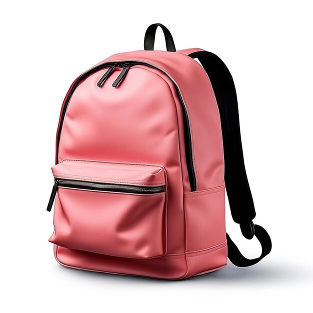 Vector color rosa mochila isométrica vectorial fondo blanco iso