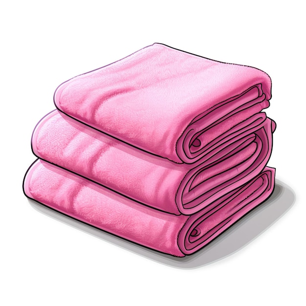 Color rosa toalla vector dibujado a mano fondo blanco isola
