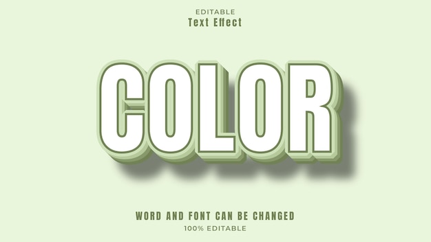 Color de texto editable Efecto de texto 3D sobre fondo verde con RGB básico