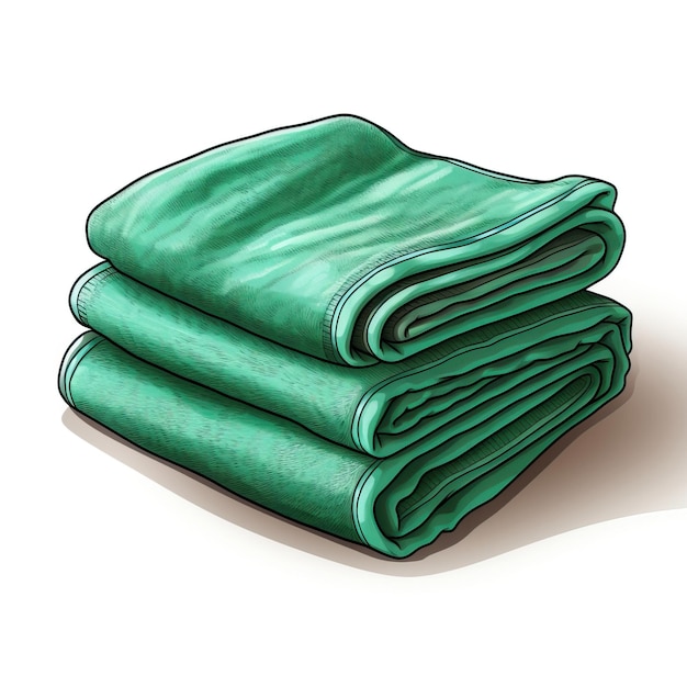 Color verde toalla dibujado a mano vectorial fondo blanco aislado