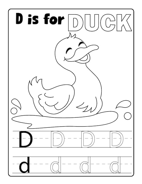 Coloración alfabética de animales y trazado de letras para colorear páginas para imprimir vector listo