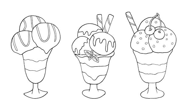 Coloración de la colección de helados Doodle para niños