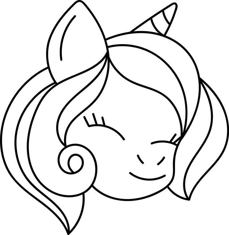Vector coloración del contorno de la cabeza del unicornio