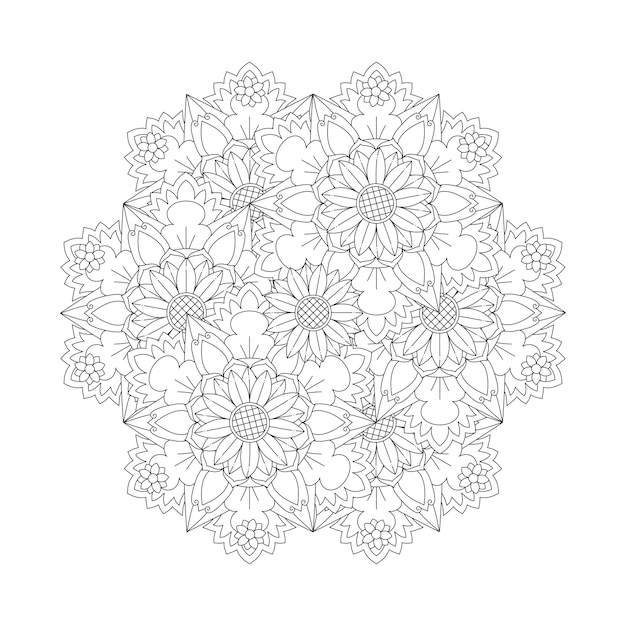 Vector coloración floral mandala de calidad kdp