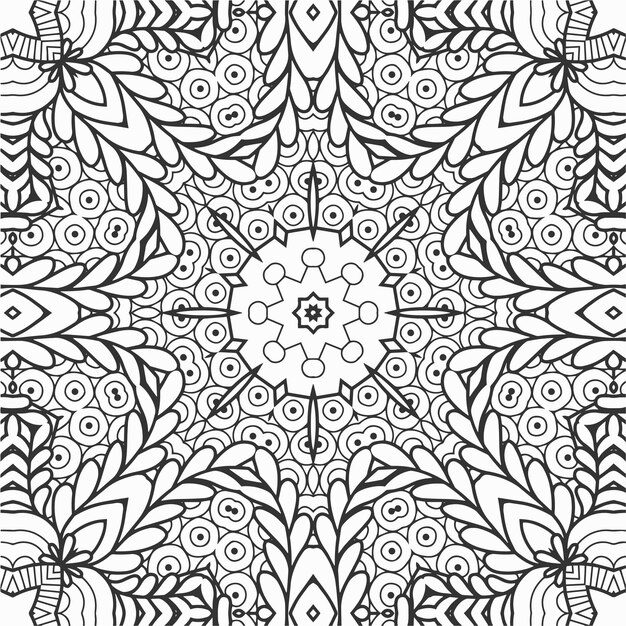 coloración vectorial arte lineal formas geométricas de flores y trama de fondo