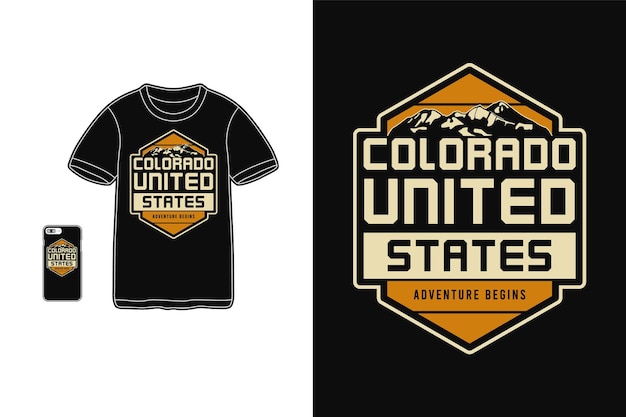 Colorado estados unidos, camiseta mercancía silueta estilo retro