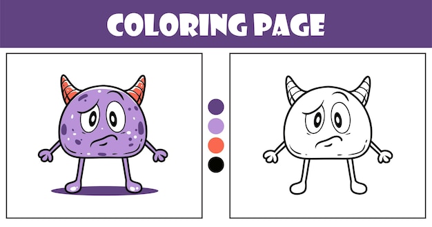 Colorante de personajes de monstruos morados para niños ilustración vectorial
