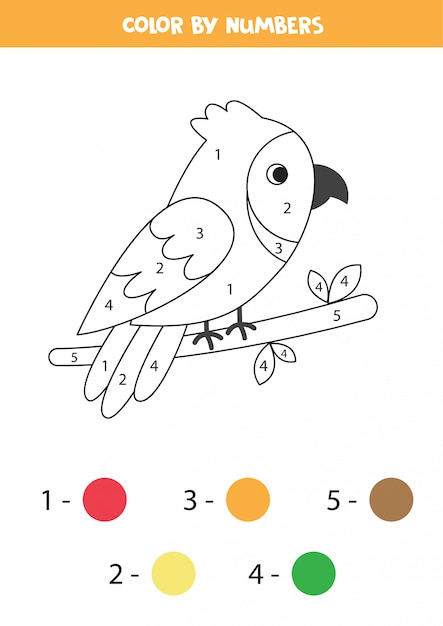 Colorea el loro de dibujos animados lindo.