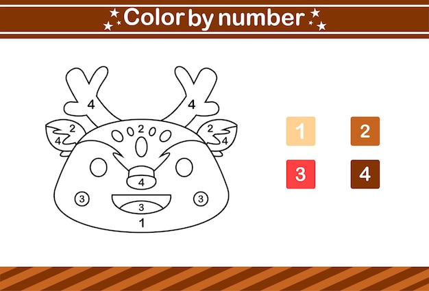 Colorea por número de animal lindo. Juego educativo adecuado para niños y preescolar.