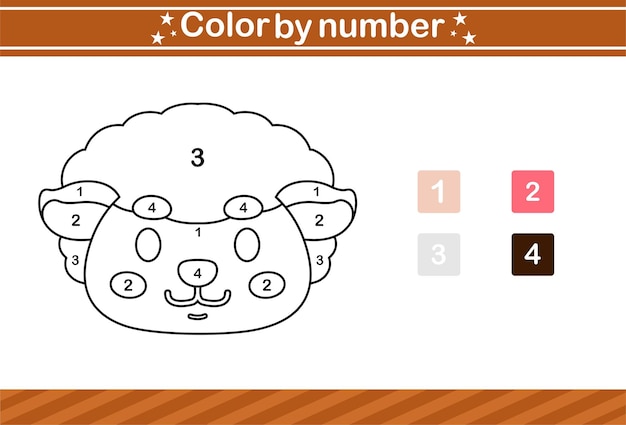 Colorea por número de animales lindos. Juego educativo adecuado para niños y preescolar.