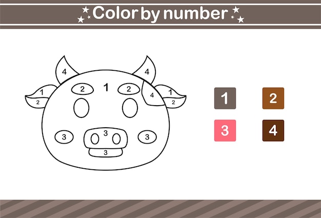 Colorea por número de animales lindos. Juego educativo adecuado para niños y preescolar.