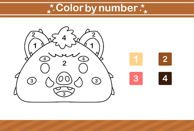 Colorea por número de animales lindos. Juego educativo adecuado para niños y preescolar.