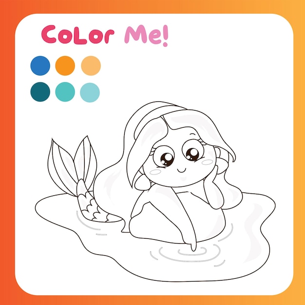 Coloréame hoja de trabajo para niños. Sirena para colorear. Motricidad para niños. Ilustraciones vectoriales.