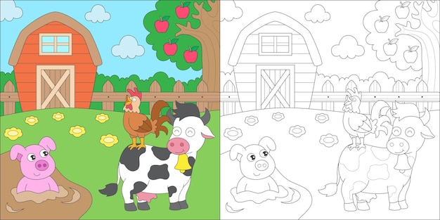 colorear animales de granja