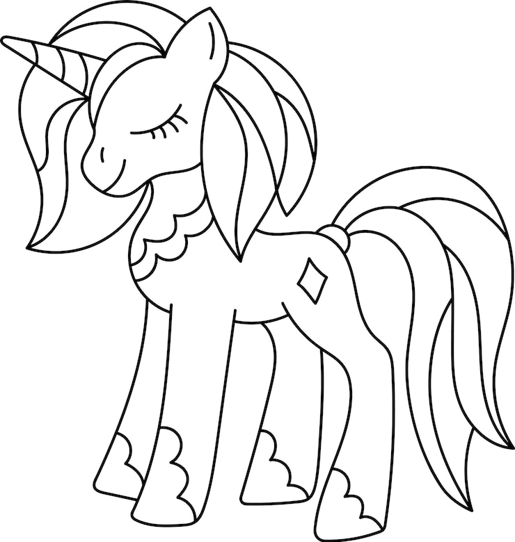 Vector colorear el contorno del unicornio