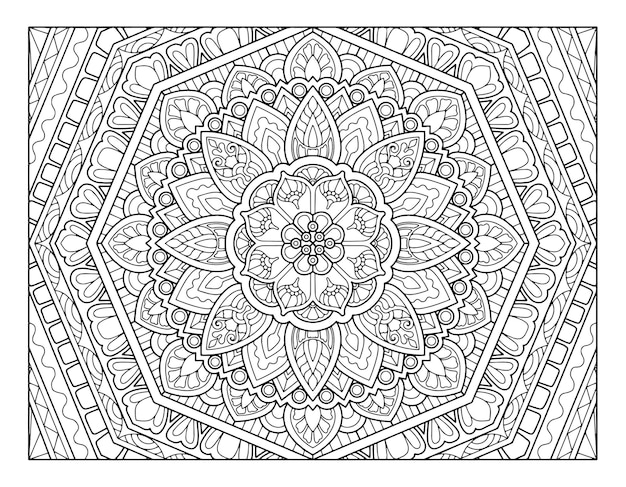 Colorear diseño de mandala de página completa