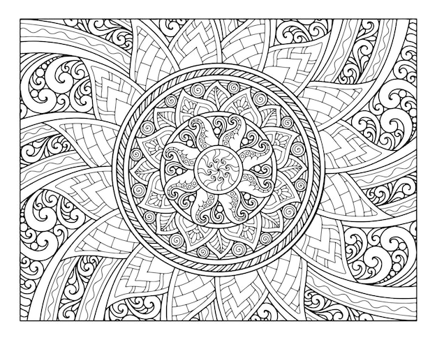 Colorear diseño de mandala de página completa