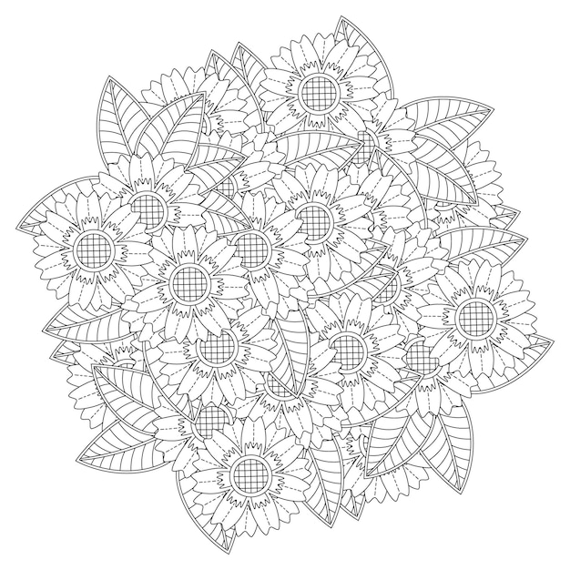 Colorear mandala de flores