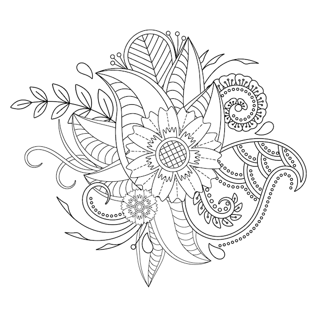 Vector colorear mandala de flores