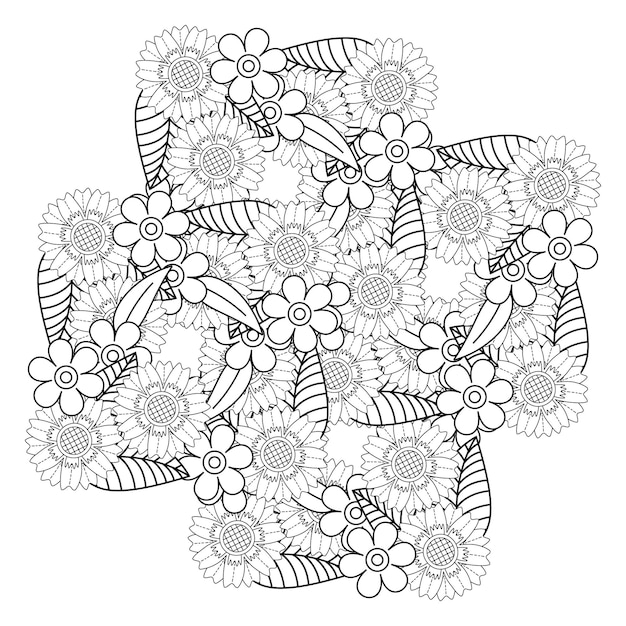 Colorear Mandala De Flores