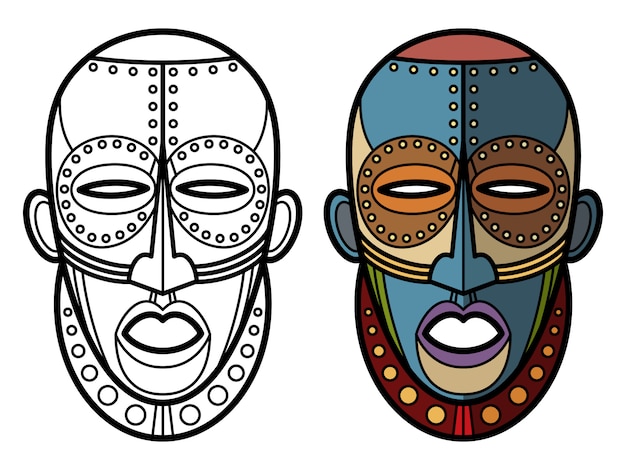 Colorear máscaras aztecas indias mexicanas.