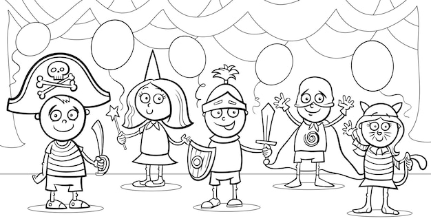 colorear niños en la bola de fantasía