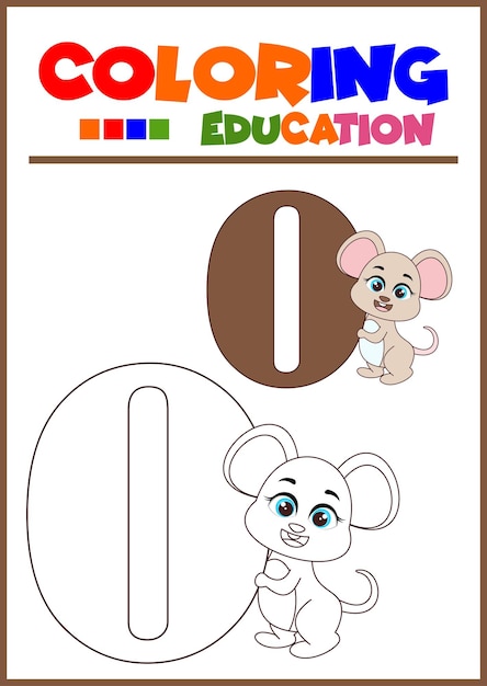 Colorear el número cero para el aprendizaje de los niños.