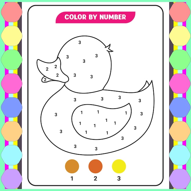 Colorear por número Página para colorear del pato lindo para niños