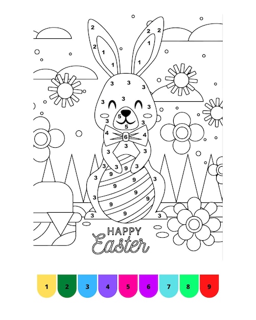 Colorear por números página para colorear de pascua para niños páginas de libro para colorear de pascuas colorear por números de pascua