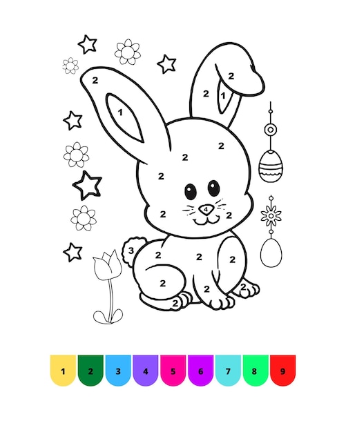 Colorear por Números Página para Colorear de Pascua para Niños Páginas de Libro para Colorear de Pascuas Colorear por Números de Pascua