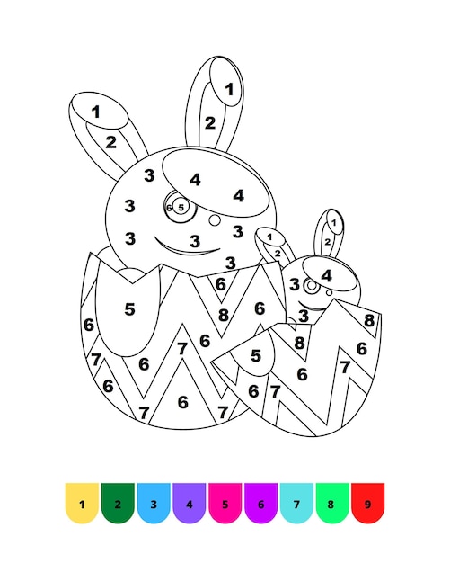 Colorear por Números Página para Colorear de Pascua para Niños Páginas de Libro para Colorear de Pascuas Colorear por Números de Pascua