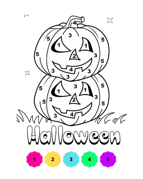Vector colorear por números páginas para colorear de halloween