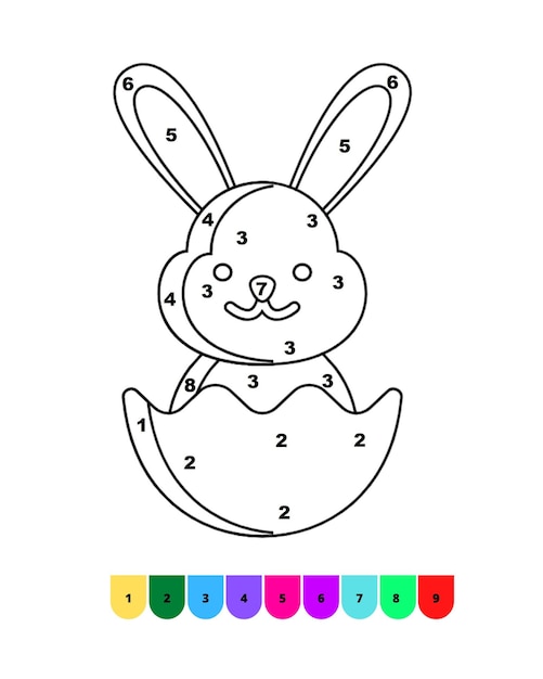 Vector colorear por números páginas para colorear de pascua para niños páginas de libros para colorear de pascua