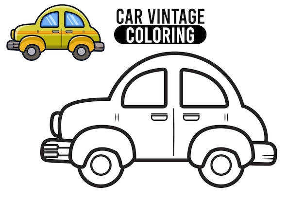 Vector colorear página contorno de la ciudad de los coches de dibujos animados colorear libro para niños contorno ilustración vectorial