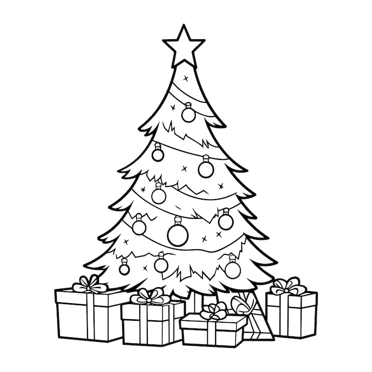 Colorear página de un feliz niño de Navidad trasfondo de Navidad con el muñeco de nieve Santa página de colorear