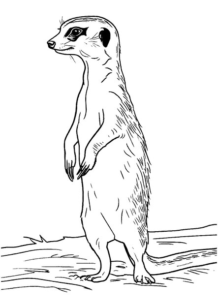 Para colorear Página de Meerkat Arte de la línea de Meerkat