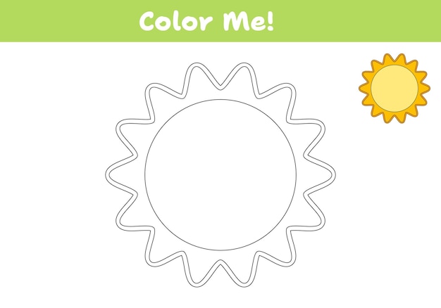 Colorear el sol Página de libro de colorear para niños Ilustración vectorial