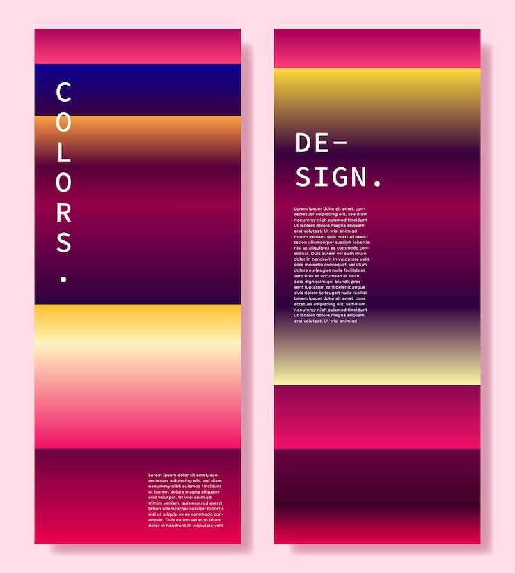 Vector colored gradient line background template copy space set para cartel, estandarte o portada de una revista