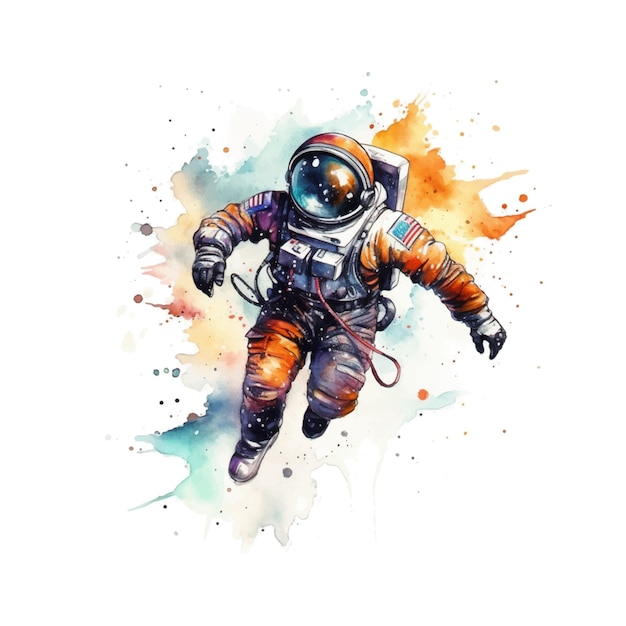 Colores de acuarela de astronauta para dibujar infantil.