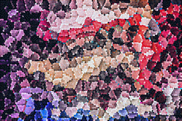 Colores brillantes Nebulosa futurista brillante mosaico sobre fondo oscuro. Textura cósmica brillante