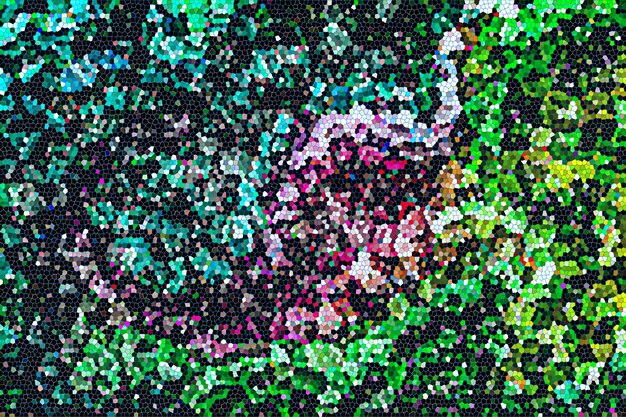 Colores brillantes Nebulosa futurista brillante mosaico sobre fondo oscuro. Textura cósmica brillante