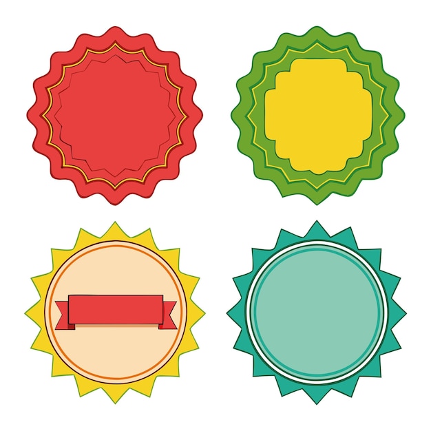 Colores completos etiquetas en blanco y formas de insignia Conjunto vectorial