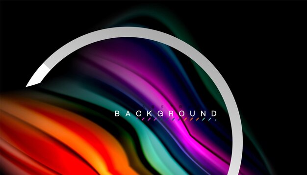 Colores fluidos líquidos diseño holográfico con forma de línea de estilo metálico Ilustración artística vectorial para presentación papel tapiz de aplicación banner o cartel