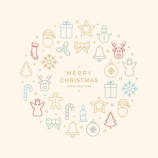 colores iconos de navidad elementos círculo fondo