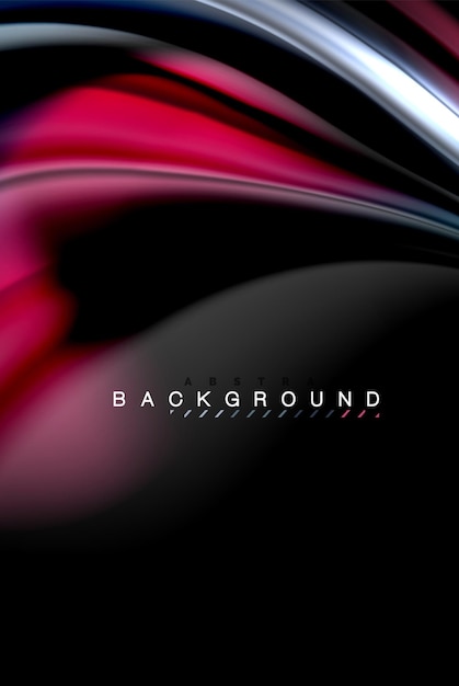 Los colores líquidos fluidos diseñan mármol colorido o fondo de textura ondulada de plástico que brillan intensamente elementos multicolores en negro para presentación de negocios o tecnología o papel tapiz de diseño de portada de folleto web