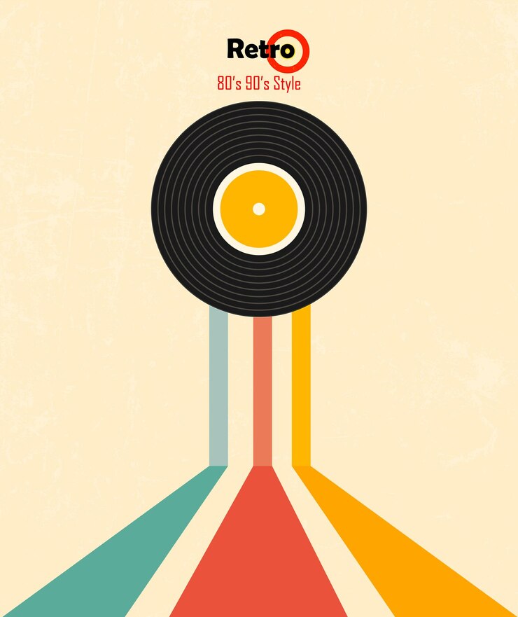 Vector colores en miniatura de estilo geométrico retro grabación de sonido de música ilustración de caso lindo vintage.80s 90s