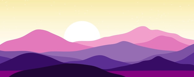 Colores de montaña olas translúcidas puesta de sol formas de vidrio abstractas diseño de fondo moderno arte vectorial