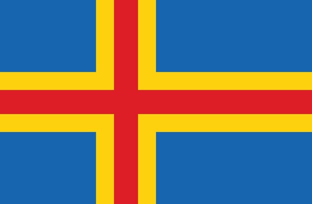 Colores oficiales de la bandera de Aland e ilustración vectorial digital de las proporciones